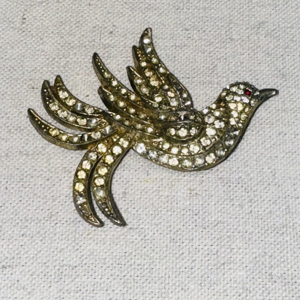 Unbranded‎ Bird Brooch Womens OS Silver Rhinestone Vintage Style Phoenix Swallow